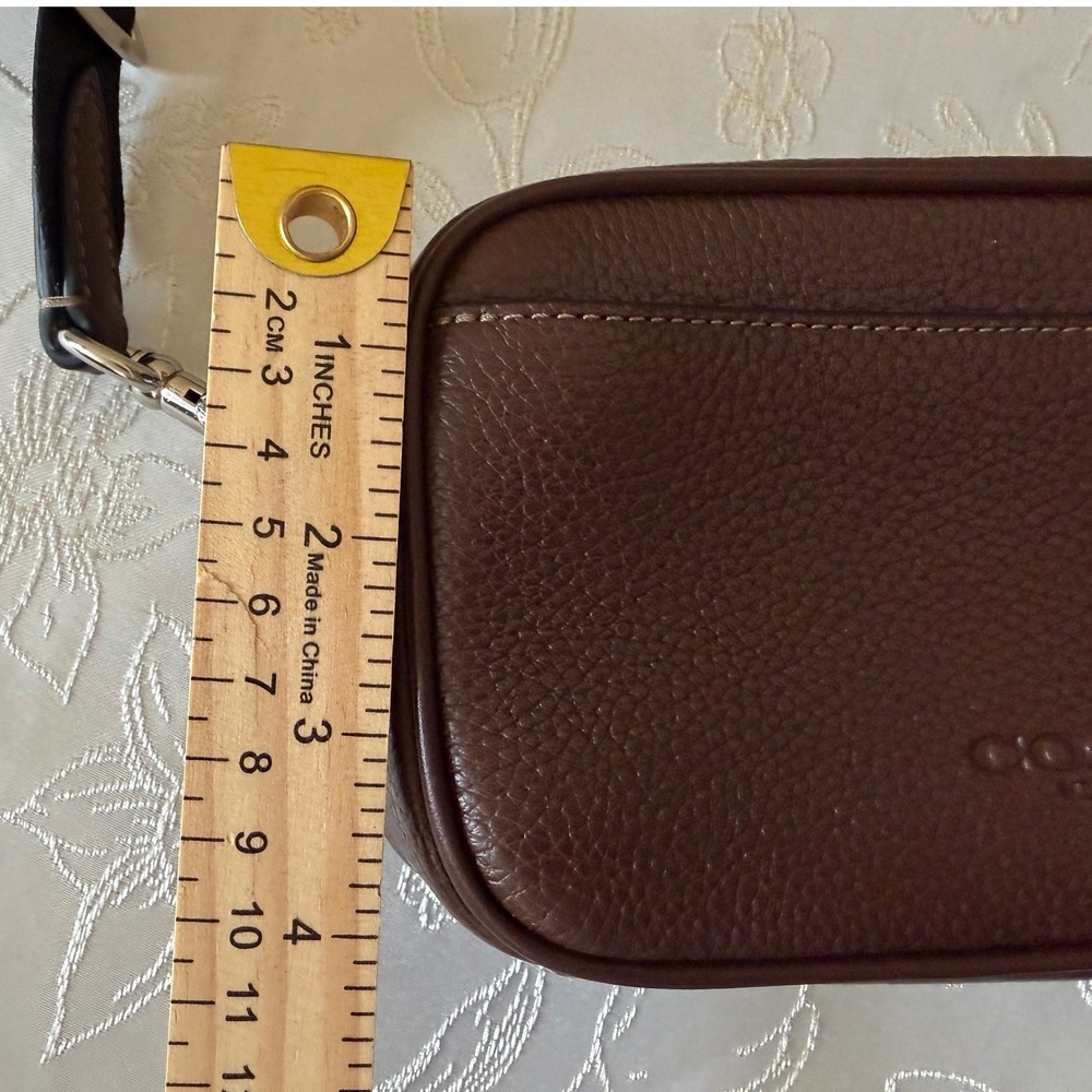 Coach Crossbody Bag Dark Brown Pebbled Leather Small Messenger C4148 - Picture 4 of 7